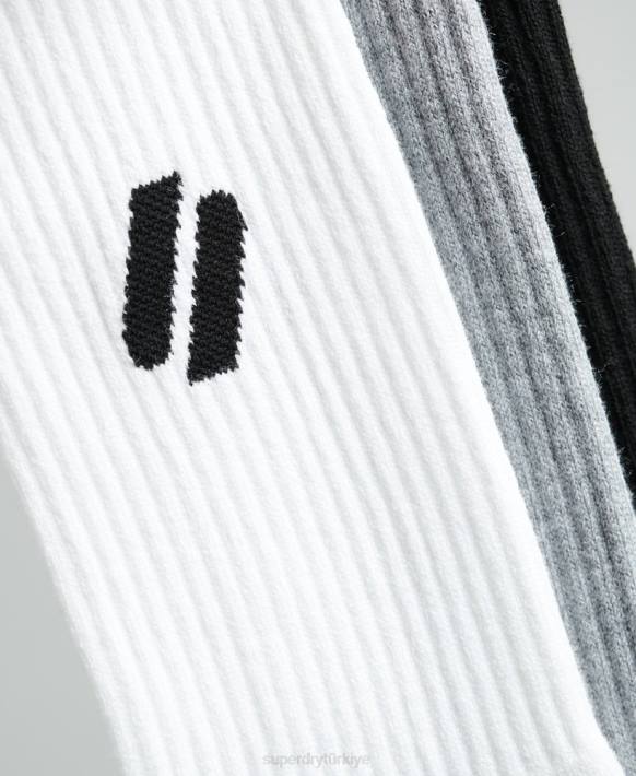 erkekler Superdry beyaz coolmax ekip çorapları NNTB1425