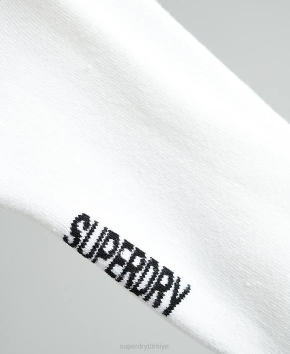 erkekler Superdry beyaz coolmax ekip çorapları NNTB1431