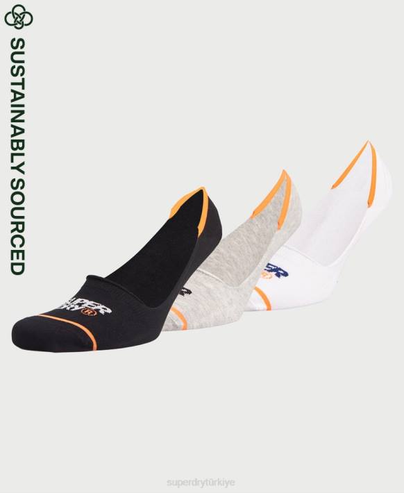 erkekler Superdry beyaz organik pamuklu görünmez spor ayakkabı çorapları NNTB1854