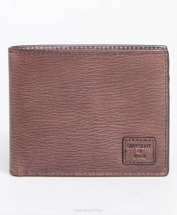 erkekler Superdry kahverengi benson kutulu ikiye katlanan cüzdan NNTB6429