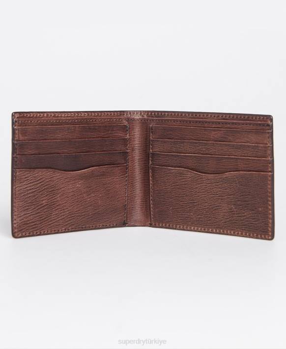 erkekler Superdry kahverengi benson kutulu ikiye katlanan cüzdan NNTB6429