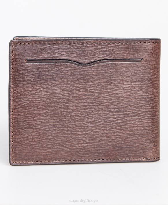 erkekler Superdry kahverengi benson kutulu ikiye katlanan cüzdan NNTB6429