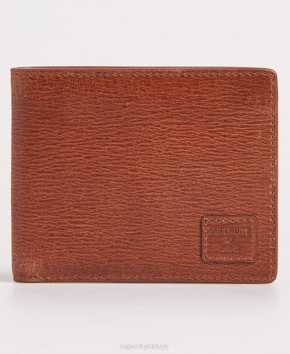 erkekler Superdry kahverengi benson kutulu ikiye katlanan cüzdan NNTB6430