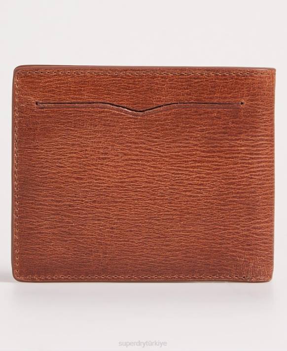 erkekler Superdry kahverengi benson kutulu ikiye katlanan cüzdan NNTB6430