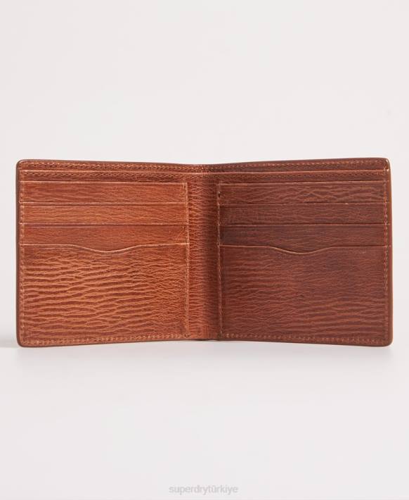 erkekler Superdry kahverengi benson kutulu ikiye katlanan cüzdan NNTB6430