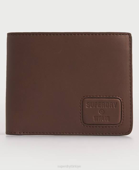 erkekler Superdry kahverengi nyc bifold deri cüzdan NNTB1851