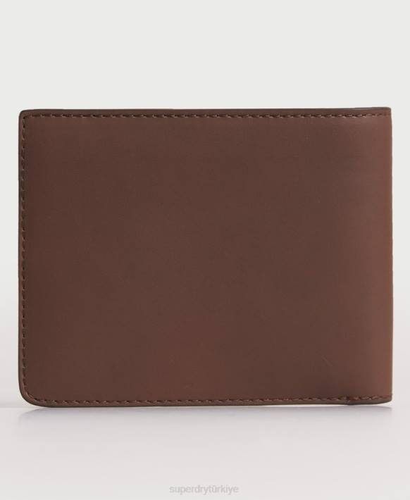 erkekler Superdry kahverengi nyc bifold deri cüzdan NNTB1851
