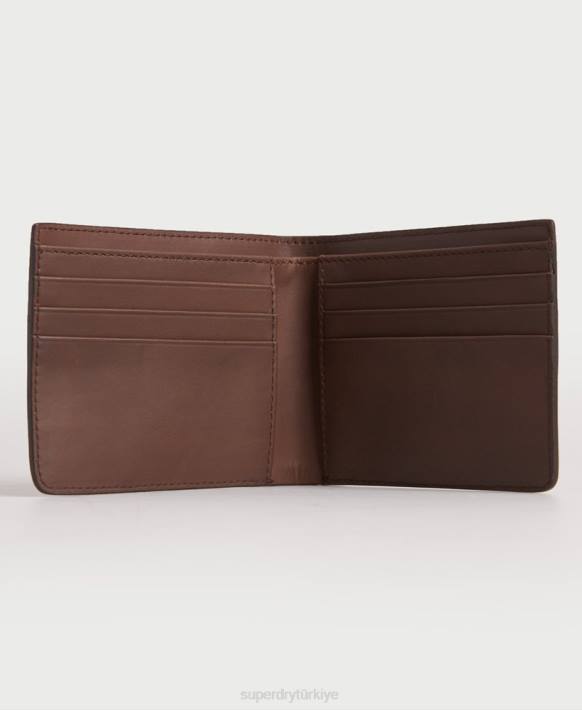erkekler Superdry kahverengi nyc bifold deri cüzdan NNTB1851