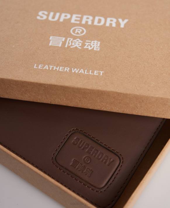 erkekler Superdry kahverengi nyc bifold deri cüzdan NNTB1851