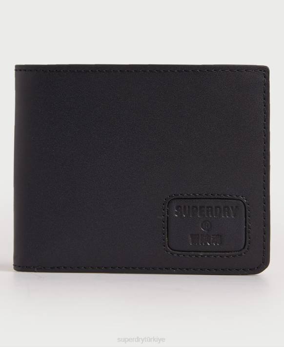 erkekler Superdry siyah nyc bifold deri cüzdan NNTB1773