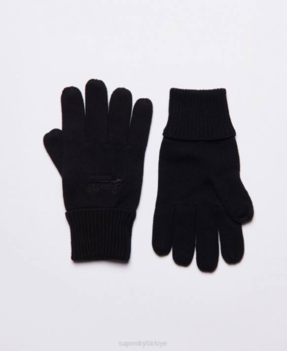 erkekler Superdry siyah eski logo klasik eldiven NNTB1799