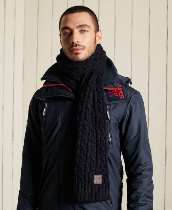 erkekler Superdry Donanma trol kablosu eşarp NNTB6409