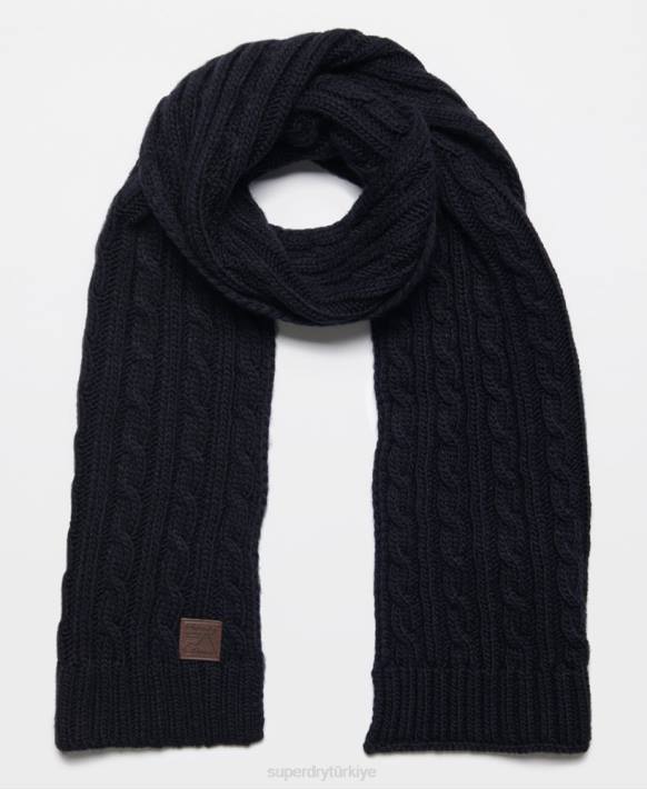 erkekler Superdry Donanma trol kablosu eşarp NNTB6409