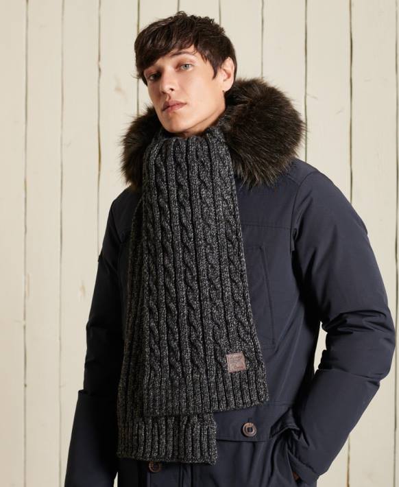 erkekler Superdry koyu gri trol kablosu eşarp NNTB1816