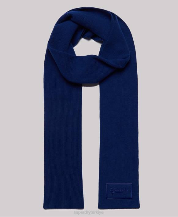 erkekler Superdry mavi eski logo klasik eşarp NNTB6410