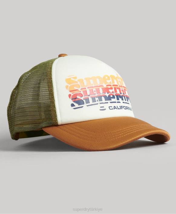 erkekler Superdry beyaz eski kamyon şoförü şapkası NNTB1604