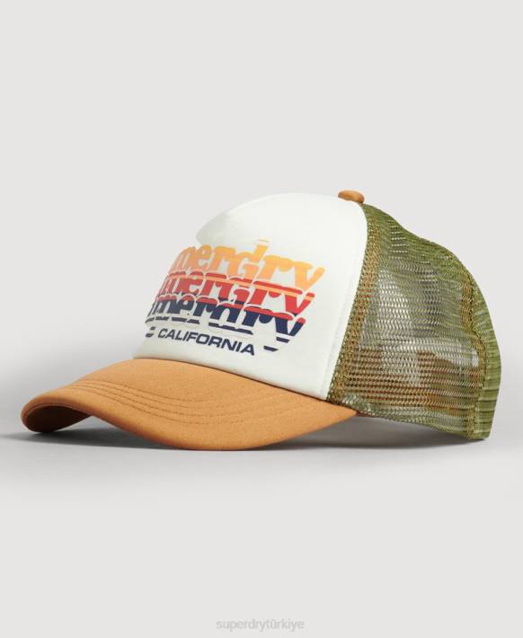 erkekler Superdry beyaz eski kamyon şoförü şapkası NNTB1604