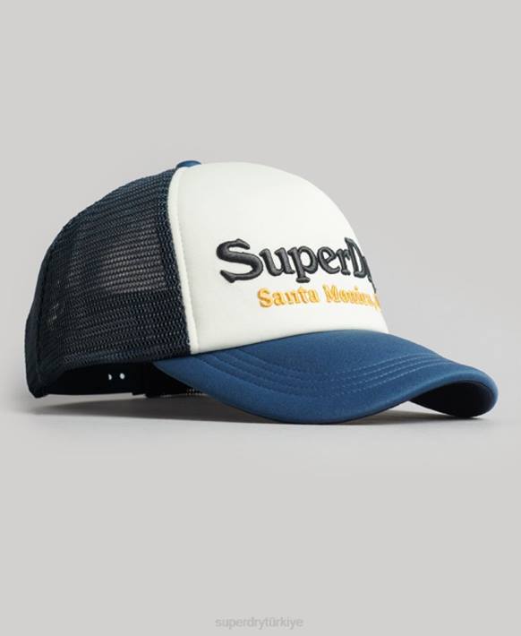 erkekler Superdry beyaz eski kamyon şoförü şapkası NNTB1624