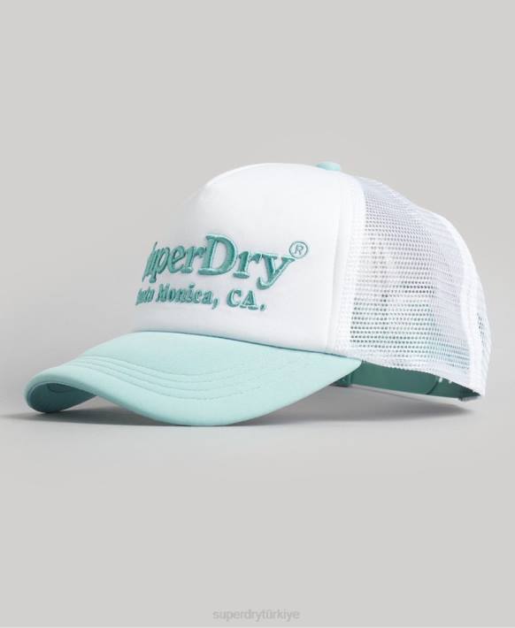 erkekler Superdry beyaz eski kamyon şoförü şapkası NNTB1668