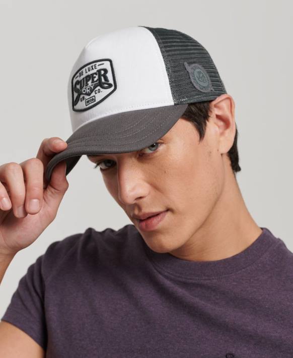 erkekler Superdry beyaz klasik kamyon şoförü şapkası NNTB1594