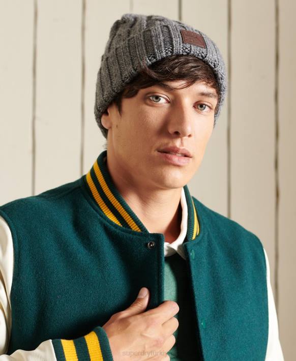 erkekler Superdry gri trol kablosu bere NNTB1814