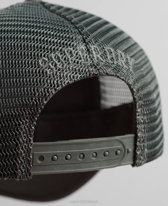 erkekler Superdry koyu gri klasik kamyon şoförü şapkası NNTB1603