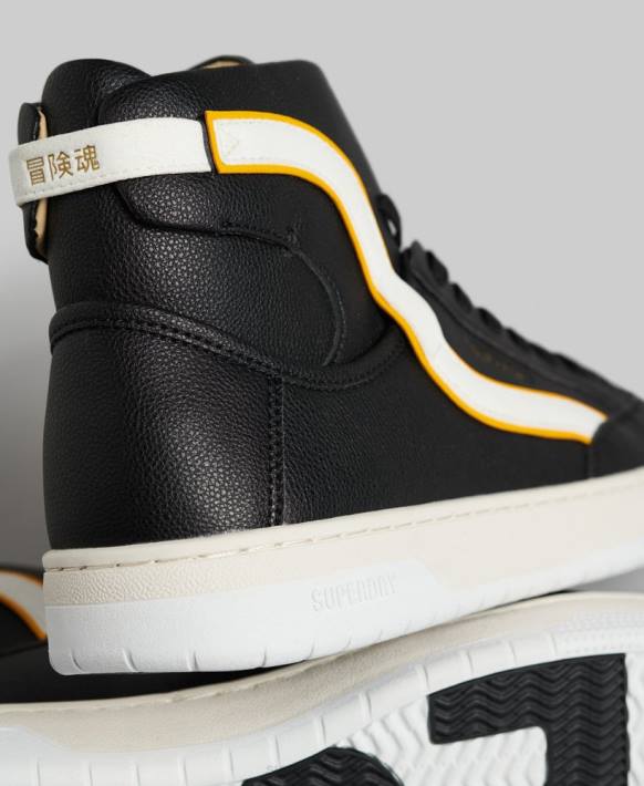 erkekler Superdry siyah vintage vegan sepet yüksek top eğitmenler NNTB1910