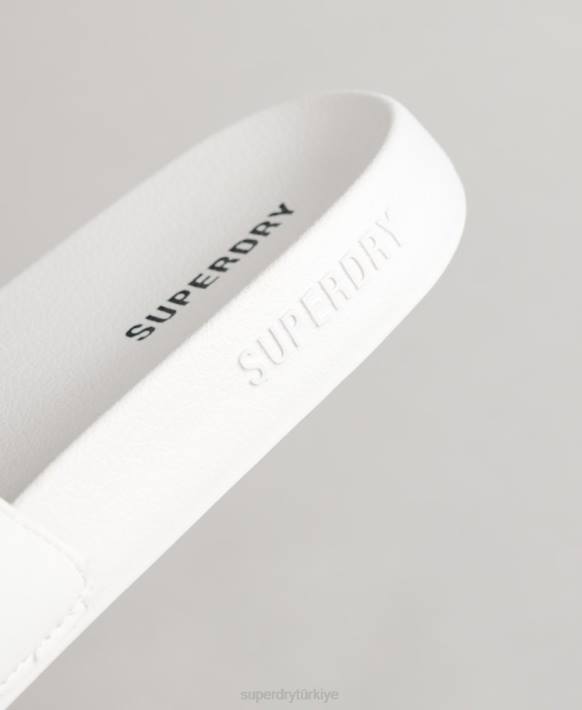 erkekler Superdry beyaz çekirdek havuz kaydırıcıları NNTB1890