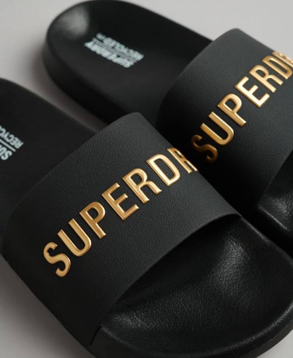 erkekler Superdry siyah kod logosu havuz kaydırıcıları NNTB1888