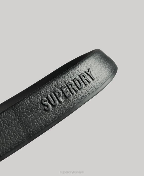 erkekler Superdry siyah kod logosu havuz kaydırıcıları NNTB1888