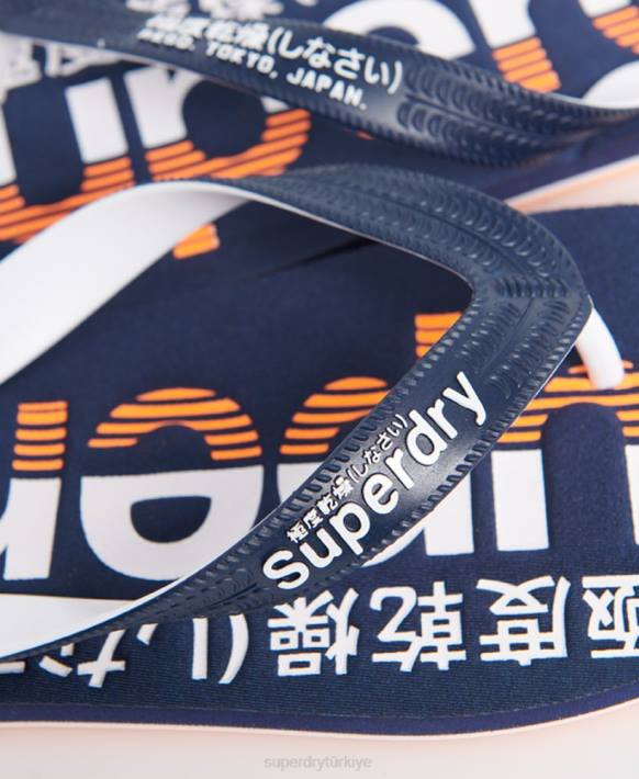 erkekler Superdry Donanma klasik logo parmak arası terlik NNTB1936