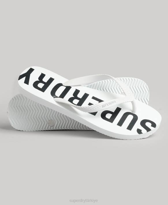 erkekler Superdry beyaz kod çekirdekli spor parmak arası terlik NNTB62