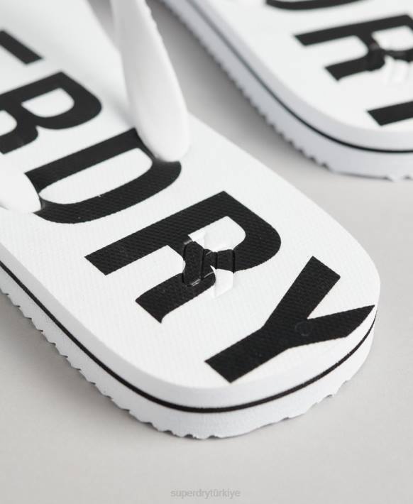 erkekler Superdry beyaz kod temel parmak arası terlik NNTB1916