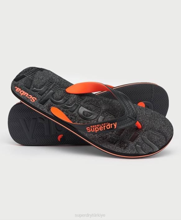 erkekler Superdry koyu gri temel logo parmak arası terlik NNTB1947
