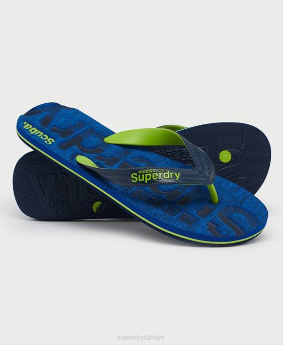 erkekler Superdry koyu mavi temel logo parmak arası terlik NNTB1929