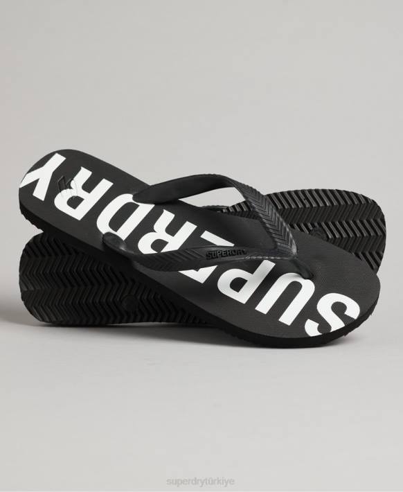 erkekler Superdry siyah kod temel parmak arası terlik NNTB1933