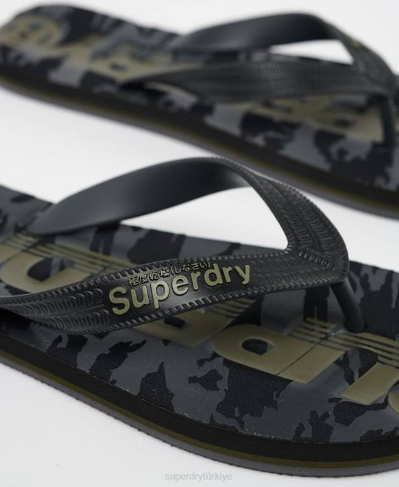 erkekler Superdry siyah temel logo parmak arası terlik NNTB1930