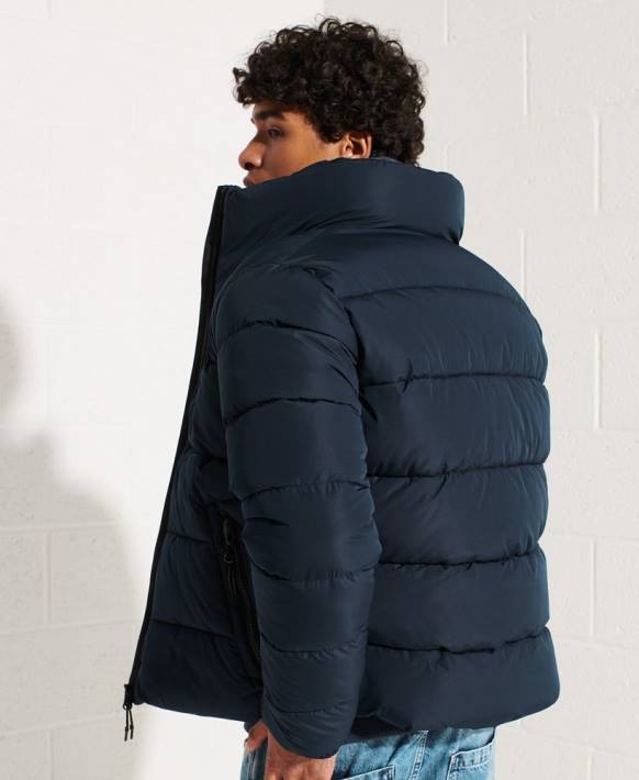 erkekler Superdry Donanma kapüşonsuz spor şişme mont NNTB4676