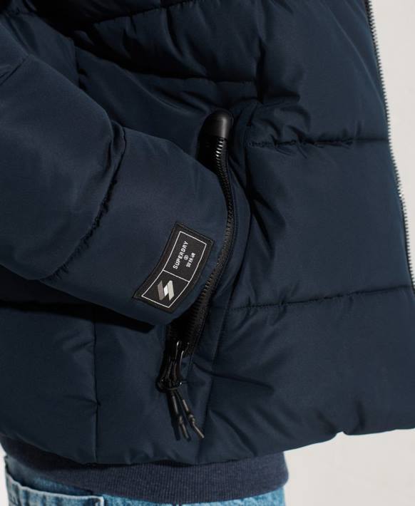 erkekler Superdry Donanma kapüşonsuz spor şişme mont NNTB4676