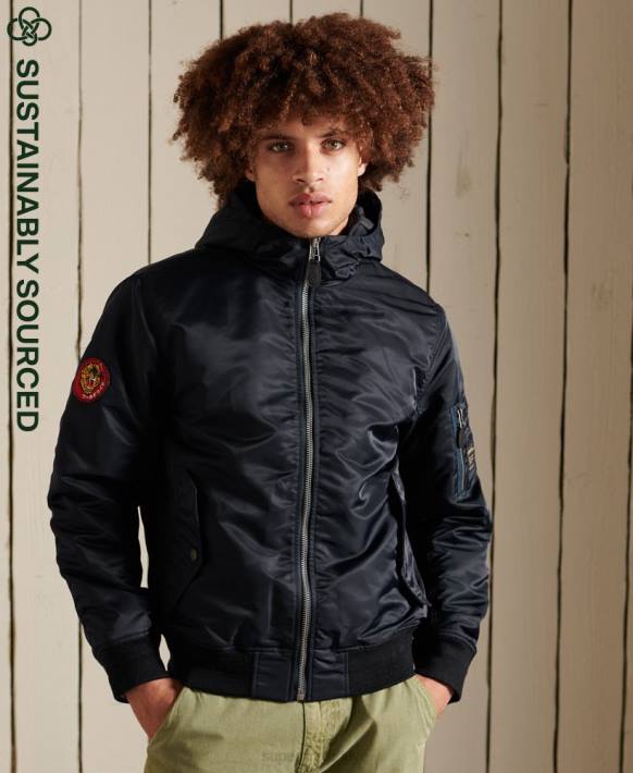 erkekler Superdry Donanma ma1 kapüşonlu bomber ceket NNTB4658