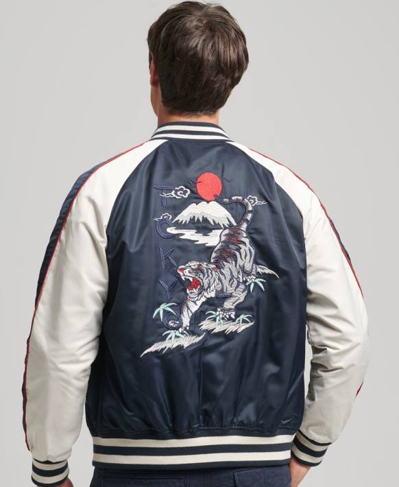 erkekler Superdry Donanma vintage sukajan bomber ceket NNTB4585