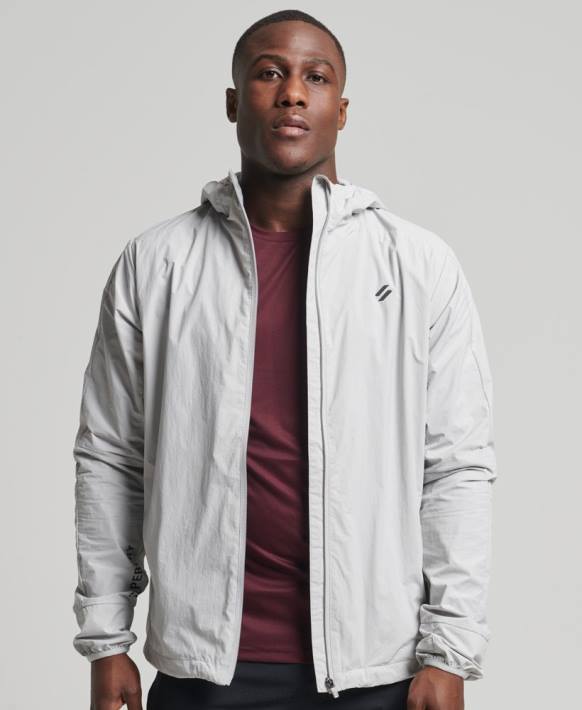 erkekler Superdry açık gri koşu ceketi NNTB5389
