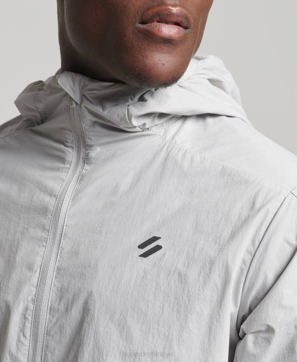 erkekler Superdry açık gri koşu ceketi NNTB5389