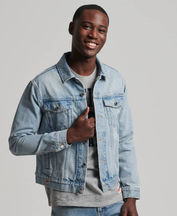 erkekler Superdry açık mavi haydut kamyon şoförü ceketi NNTB4707