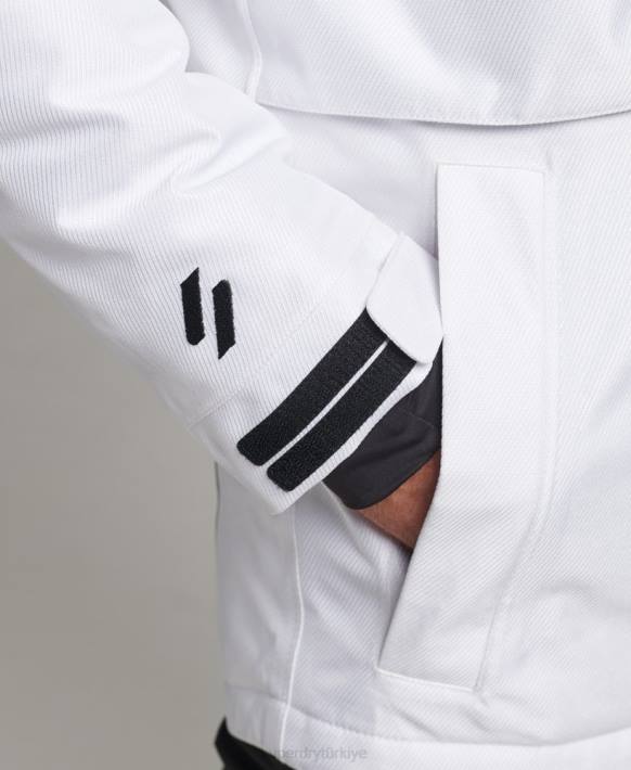 erkekler Superdry beyaz serbest sürüş ceketi NNTB1116