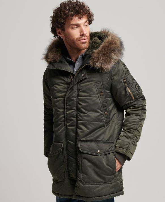 erkekler Superdry haki chinook parka ceket NNTB4479