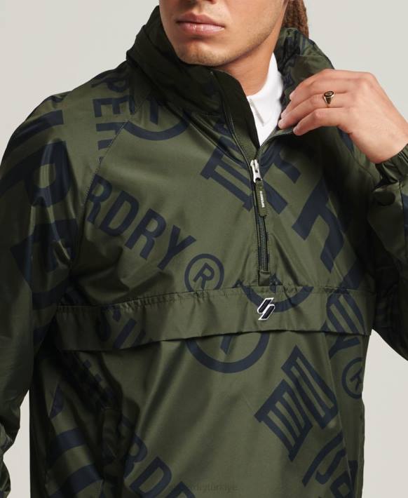 erkekler Superdry haki temel grafik günlük ceket NNTB4552