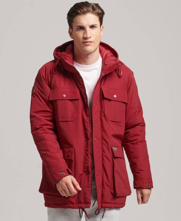 erkekler Superdry kırmızı dağ dolgulu parka ceket NNTB1064