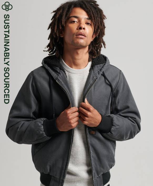 erkekler Superdry kahverengi iş kıyafeti kapşonlu bomber ceket NNTB1067