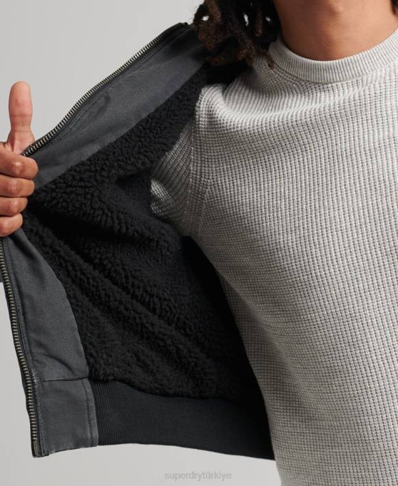 erkekler Superdry kahverengi iş kıyafeti kapşonlu bomber ceket NNTB1067